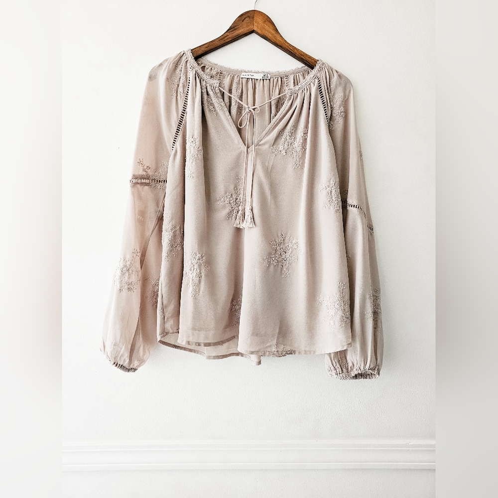 Black Tape Embroidered Blouse